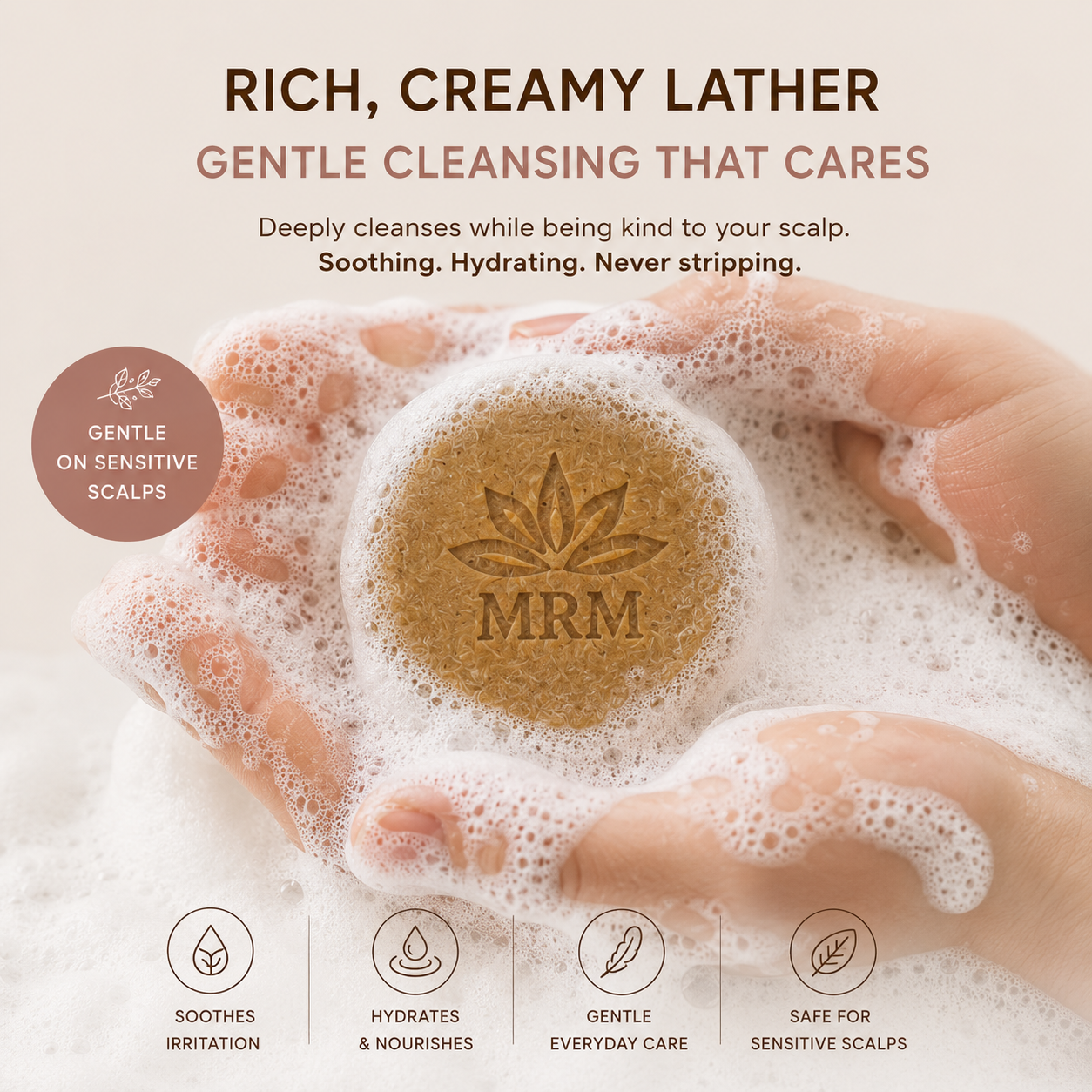 showing that shampoo bars do make rich creamy lather for efficient, yet gentle cleansing.
