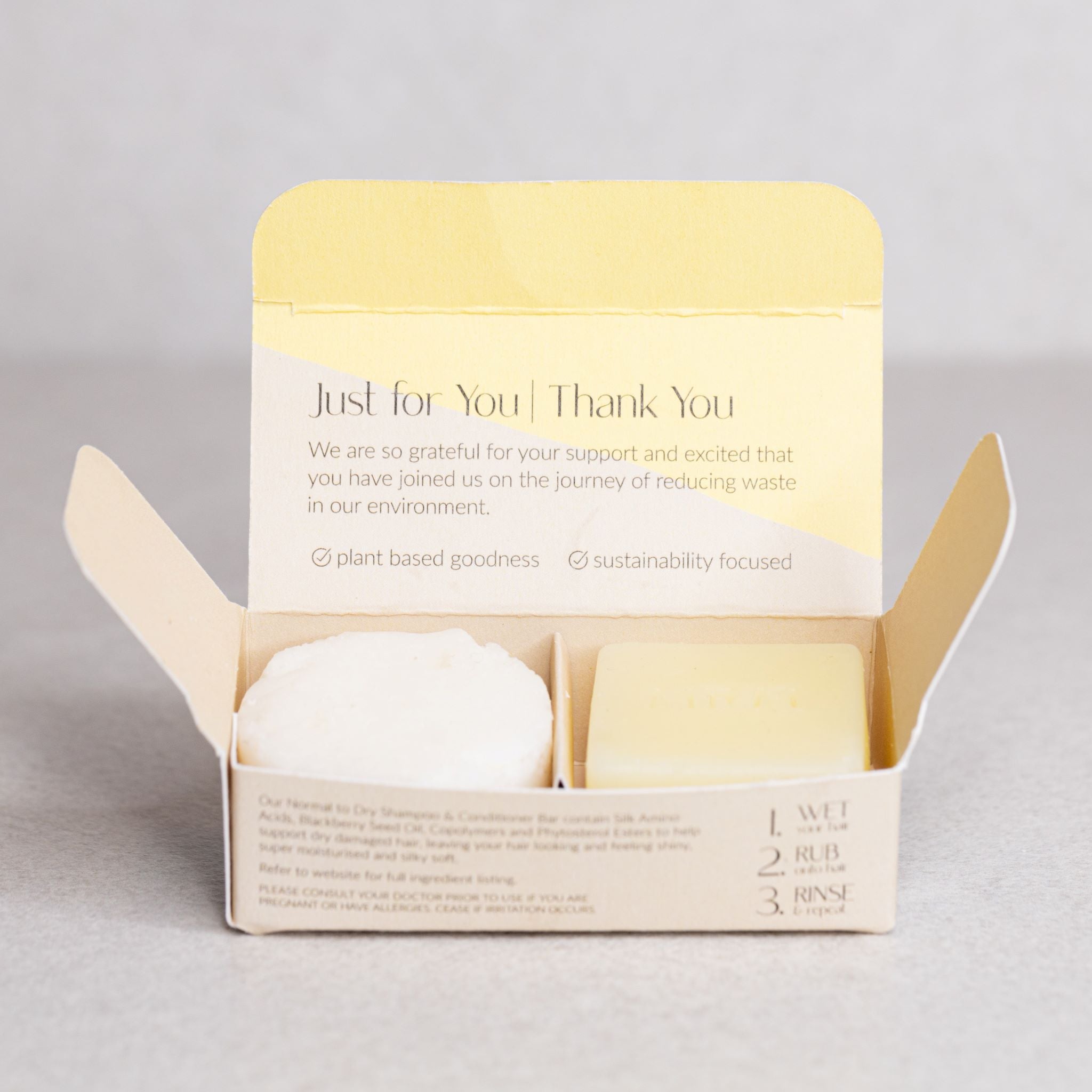 Normal to Dry Hair Shampoo & Conditioner Bar Mini Travel /Tester Set