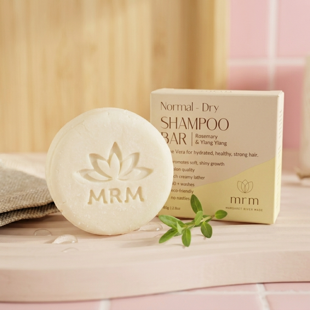 Normal to dry conditioner bar image in bathroom
